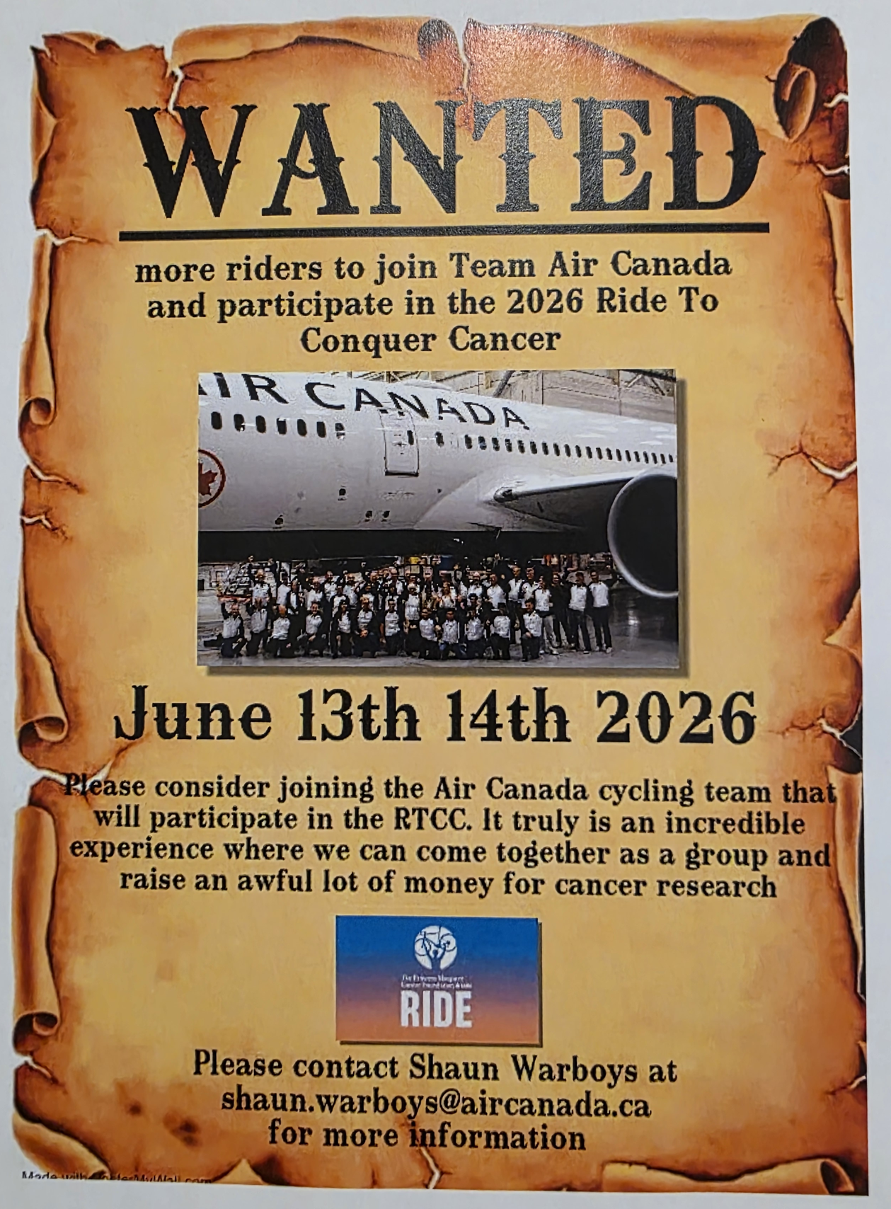RIDE FOR CONQUOR CANCER
